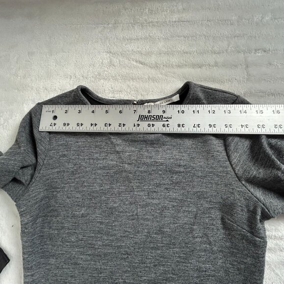 Derek Lam 10 Crosby Gray & Black Wool Blend Mini Dress Leather Sleeves Size 6 - Picture 7 of 10